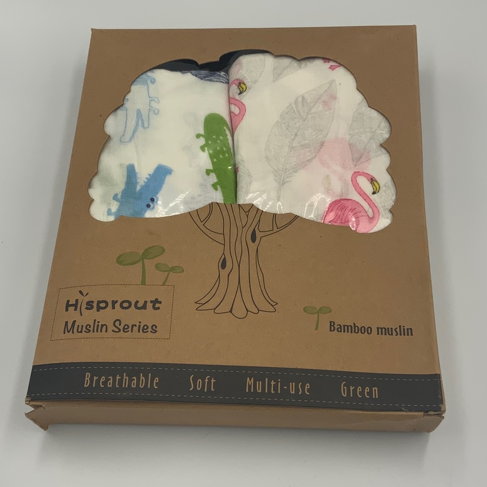 H'sprout Bamboo Muslin Swaddle Blankets Set of 2